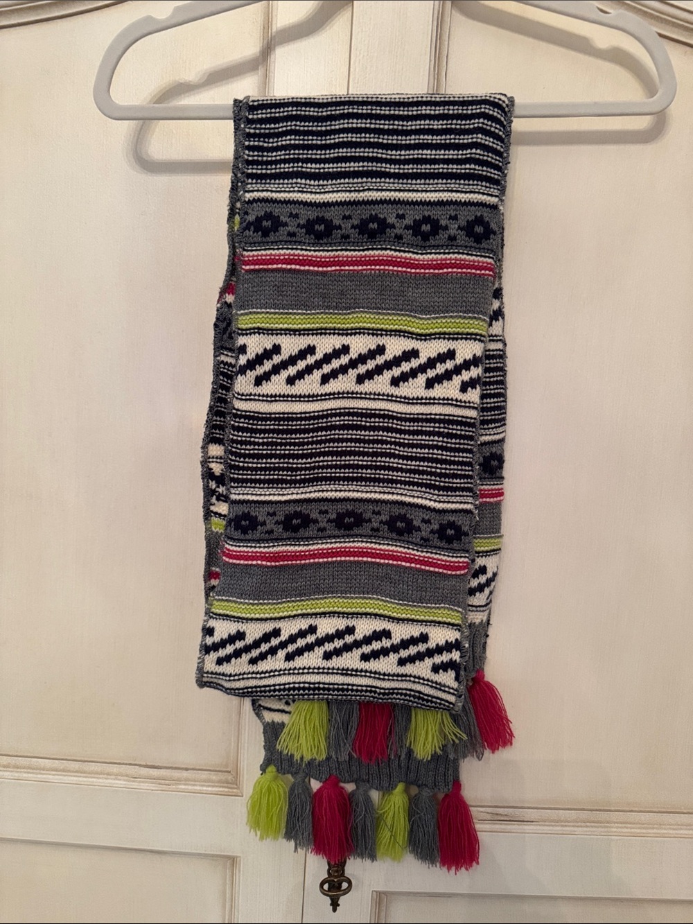 Michael Stars Black & White Striped Knit Scarf